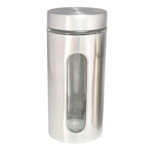 Voorraadpot - 2,2 liter - glas met RVS - bewaarpot - 10 x 22 cm