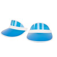 Verkleed zonneklep/sunvisor - 2x - voor volwassenen - blauw/wit - Carnaval hoed - thumbnail