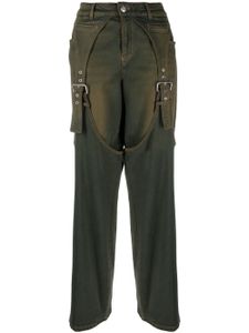 Blumarine pantalon droit à détail de boucle - Vert