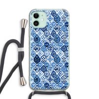 Blauw motief: iPhone 11 Transparant Hoesje met koord