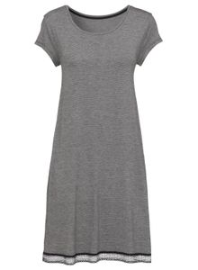 HEMA Dames Nachthemd Viscose Zwart/wit (zwart/wit)