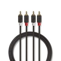 Stereo audiokabel | 2x RCA male - 2x RCA male | 1,0 m | Antraciet [CABW24200AT10]