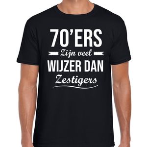 70ers zijn veel wijzer dan zestigers verjaardags t-shirt zwart voor heren