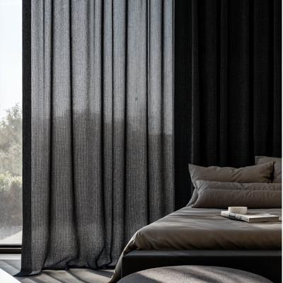 Vitrage Gordijnen - Haken of Ringen - Zwart maat: 250 x 150 cm - materiaal: Polyether - Dekbed-Discounter.nl