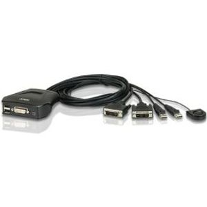 Aten 2-poorts USB DVI-kabel KVM-switch met externe poortselectieschakelaar
