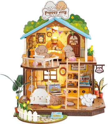 Robotime Puppy Cozy Villa Miniatuurhuisje Bouwpakket Modelbouw
