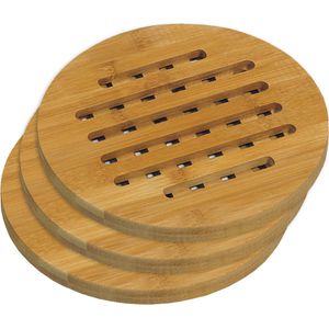 3x Houten onderzetters 19 cm rond - Panonderzetters