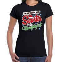 Fout kerstshirt zwart why Santa has a naughty list voor dames - thumbnail