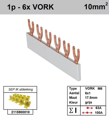 SEP Verdeelkam 1f Vork 6p 18mm grijs F01006G06