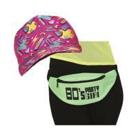 Foute 80s/90s party verkleed set - dames - retro pet en heuptasje - jaren 80/90 verkleed accessoires