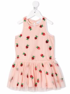 Stella McCartney Kids robe en tulle à fraises brodées - Rose