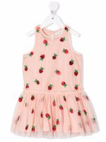 Stella McCartney Kids robe en tulle à fraises brodées - Rose - thumbnail