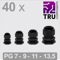 TRU COMPONENTS TC-13448348 Wartel PG7, PG9, PG11, PG13.5 Polyamide Zwart 40 stuk(s)