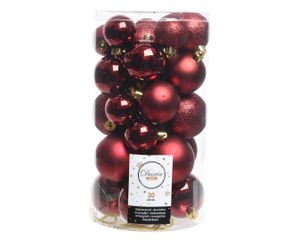 Kerstbal plastic gl-mt-glitter assorted ossenbloed - Decoris