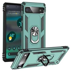 Google Pixel 6a Hybrid Case met Metalen Standaard - Groen