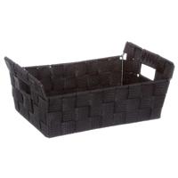 5Five gevlochten opbergmand rechthoek - zwart - 28 x 20,5 x 11,5 cm - Kast-/badkamer mandjes