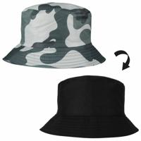 Vissershoedje/zonnehoedje - camouflage print - one size - volwassenen - bucket hat - 2 zijdig