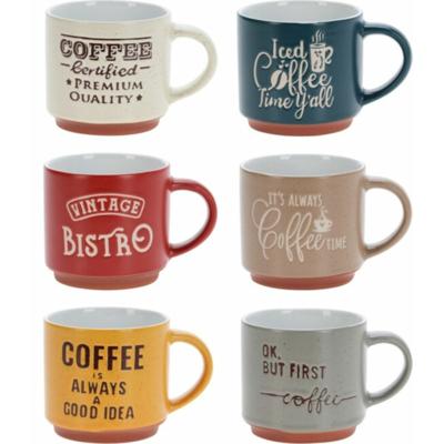 Siaki Koffiemokken - set van 6x stuks - aardewerk - glans afwerking - 260 ml - theemokken