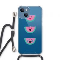 Smiley watermeloen: iPhone 13 mini Transparant Hoesje met koord