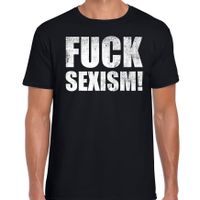 Fuck sexism t-shirt zwart voor heren om te staken / protesteren 2XL  -