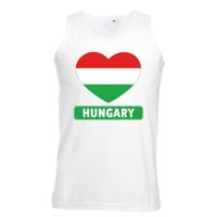 Hongarije hart vlag singlet shirt/ tanktop wit heren