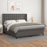 Boxspring met matras kunstleer grijs 180x200 cm