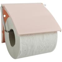 Toiletrolhouder wand/muur - metaal met kunststof afdekklepje - lichtroze Toiletrolhouder wand/muur - metaal met kunststof afdekklepje - lichtroze
