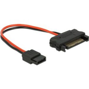 Delock 84873 Kabel Voeding SATA 15-pins stekker > Power Slim SATA 6-pins bus 10cm