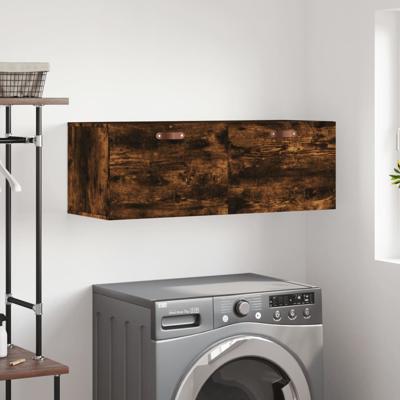 Wandkast 100x36,5x35 cm bewerkt hout gerookt eikenkleurig