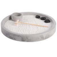 Japanse zen tuin voor thuis/kantoor - grijs - D24 cm - rond - minituin