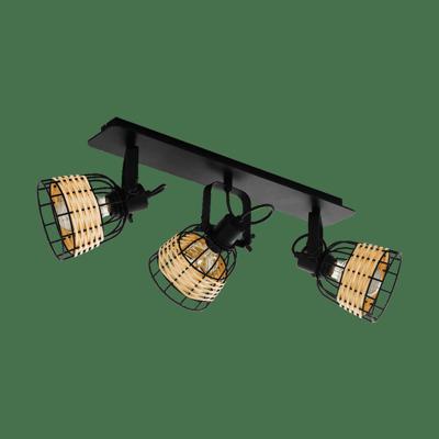 Eglo 3-lichts plafondlampAnwick 1 met rotan - 43326