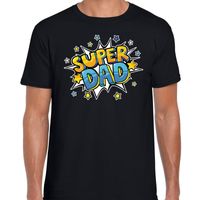 Super dad cadeau t-shirt voor papa zwart voor heren - thumbnail