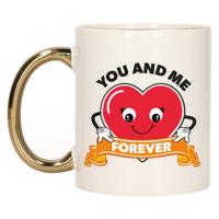 Cadeau koffie/thee mok You and Me - hart - 300 ml - Valentijn / Huwelijk / Jubileum