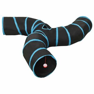 vidaXL Kattentunnel 3-voudig 25 cm polyester zwart en blauw