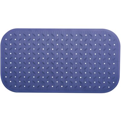Douche/bad anti-slip mat badkamer - rubber - blauw - 36 x 76 cm - rechthoek