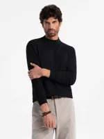 Ombre - Heren Sweater - Half Turtleneck - Zwart Black - Italianstyle