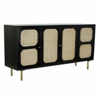 Dressoir DKD Home Decor Zwart Gouden Natuurlijk Rotan Mangohout 150 x 40 x 78 cm