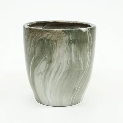 Bloempot egg hoog emperor marmerlook d39h42 groen binnen