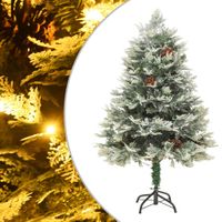 Kerstboom met LED en dennenappels 120 cm PVC en PE groen - thumbnail