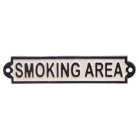 A CAST IRON "SMOKING AREA" PLAQUE