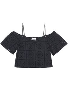 GANNI haut crop en broderie anglaise - Noir