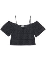 GANNI haut crop en broderie anglaise - Noir - thumbnail