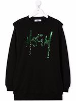 MSGM Kids robe-sweat en coton à sequins brodés - Noir - thumbnail