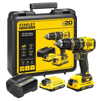 Stanley FATMAX SFMCD721D2K V20 18V BL Schroefklopboor 2x 2.0Ah - SFMCD721D2K-QW
