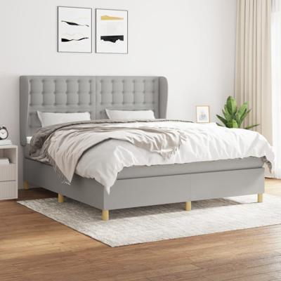 Boxspring met matras stof lichtgrijs 180x200 cm
