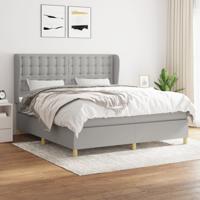 Boxspring met matras stof lichtgrijs 180x200 cm