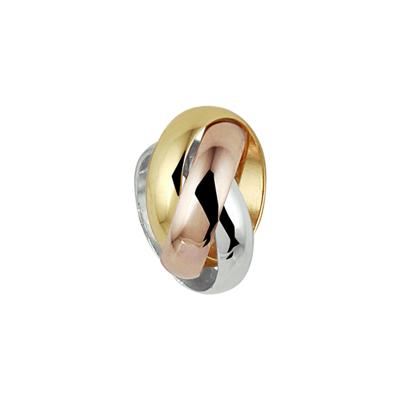 14k Tricolor Gouden Hanger Drie Ringetjes Geel Rosé Wit 6mm