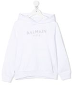 Balmain Kids hoodie à logo strassé - Blanc