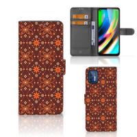 Motorola Moto G9 Plus Telefoon Hoesje Batik Brown - thumbnail