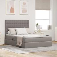 Bed met LED -striplichten met opslag Taupe 140 x 200 cm Stof